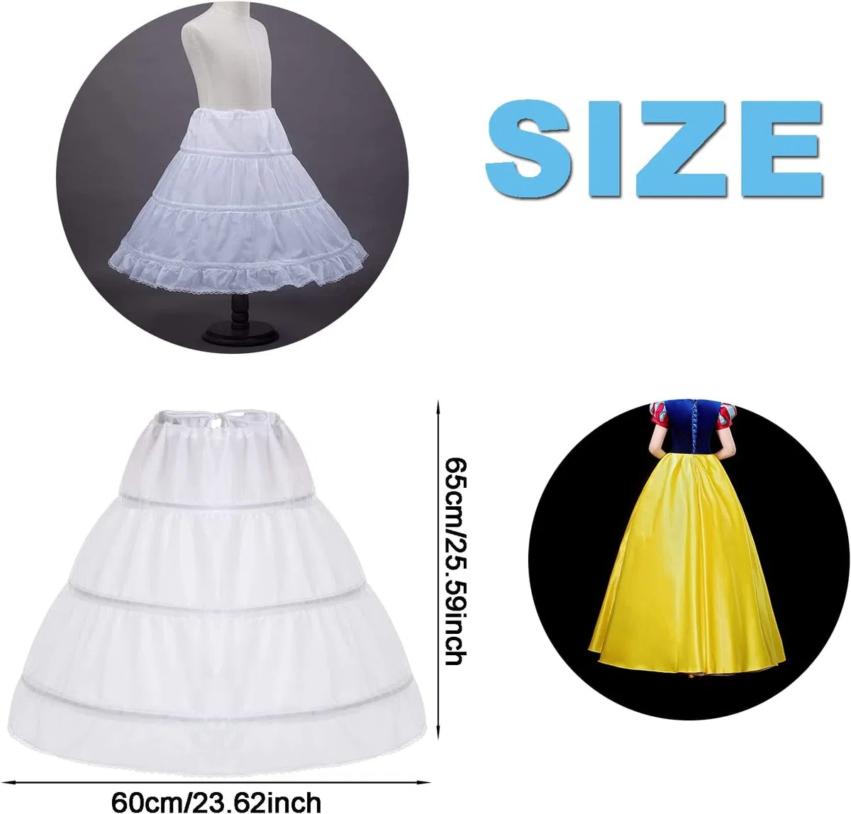 Unterröcke Crinoline Brautkleid Petticoat Unterrock Ballkleider Abendkleider Unterro-ck Reifro-ck Petticoat Kleid Hochzeit Mädchen Reifrock Hochzeit Zubehör (weiß)