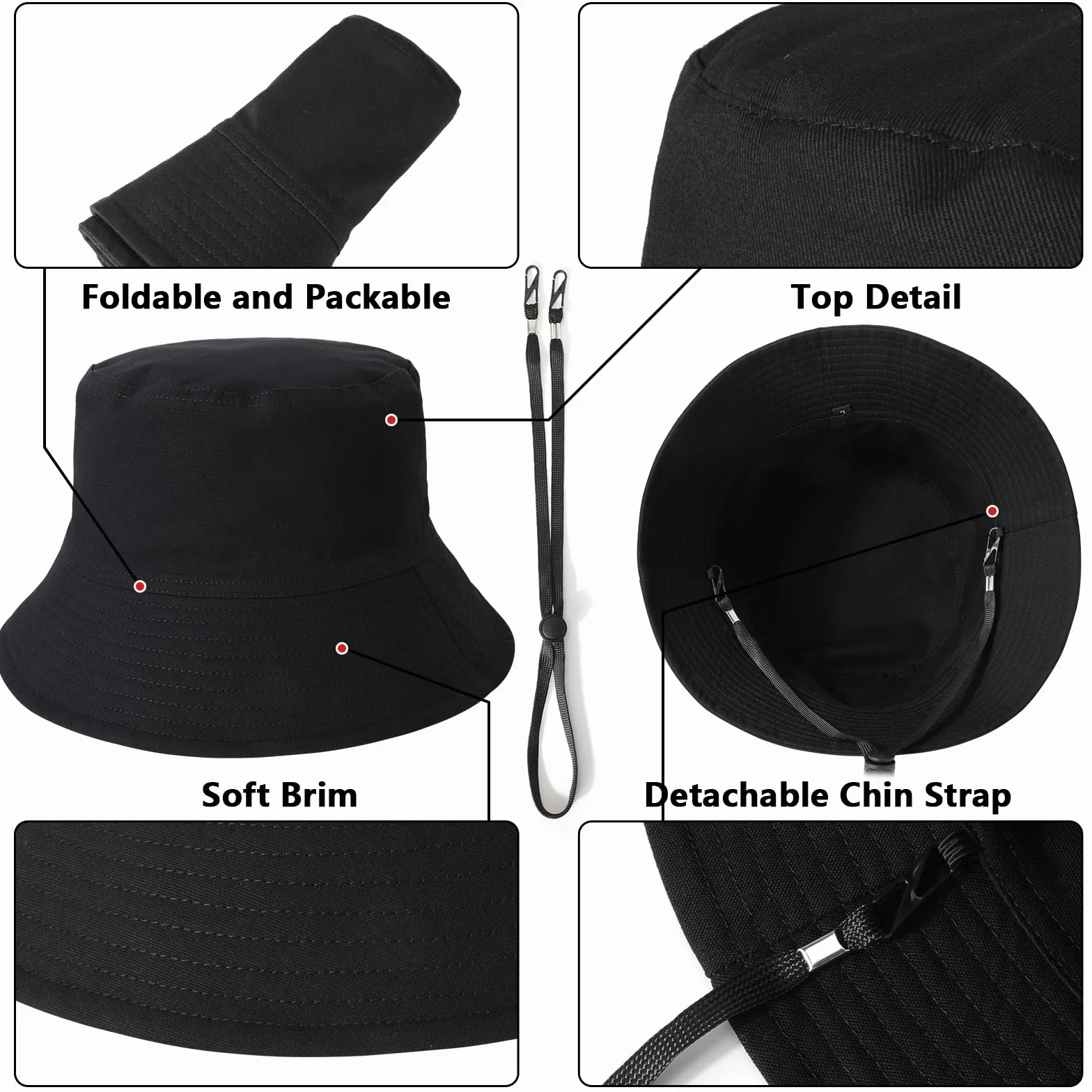 TAGVO XXL Fischerhut für Damen Herren, UPF50+ Reversibel Bucket Hats für Großen Kopf, Beidseitigen UV-Schutz Baumwolle Sonnenhut mit Breiter Krempe