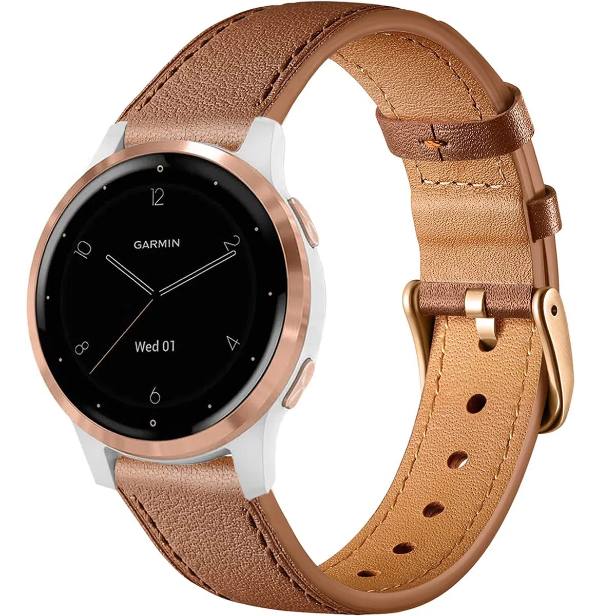 Issinlky echtes Lederarmband kompatibel Garmin Vivoactive 4S/Venu 4 41mm/Venu 2S/3S/Vivomove 3S,18mm Armband für Fossil Damen Gen 6/5E/4/3