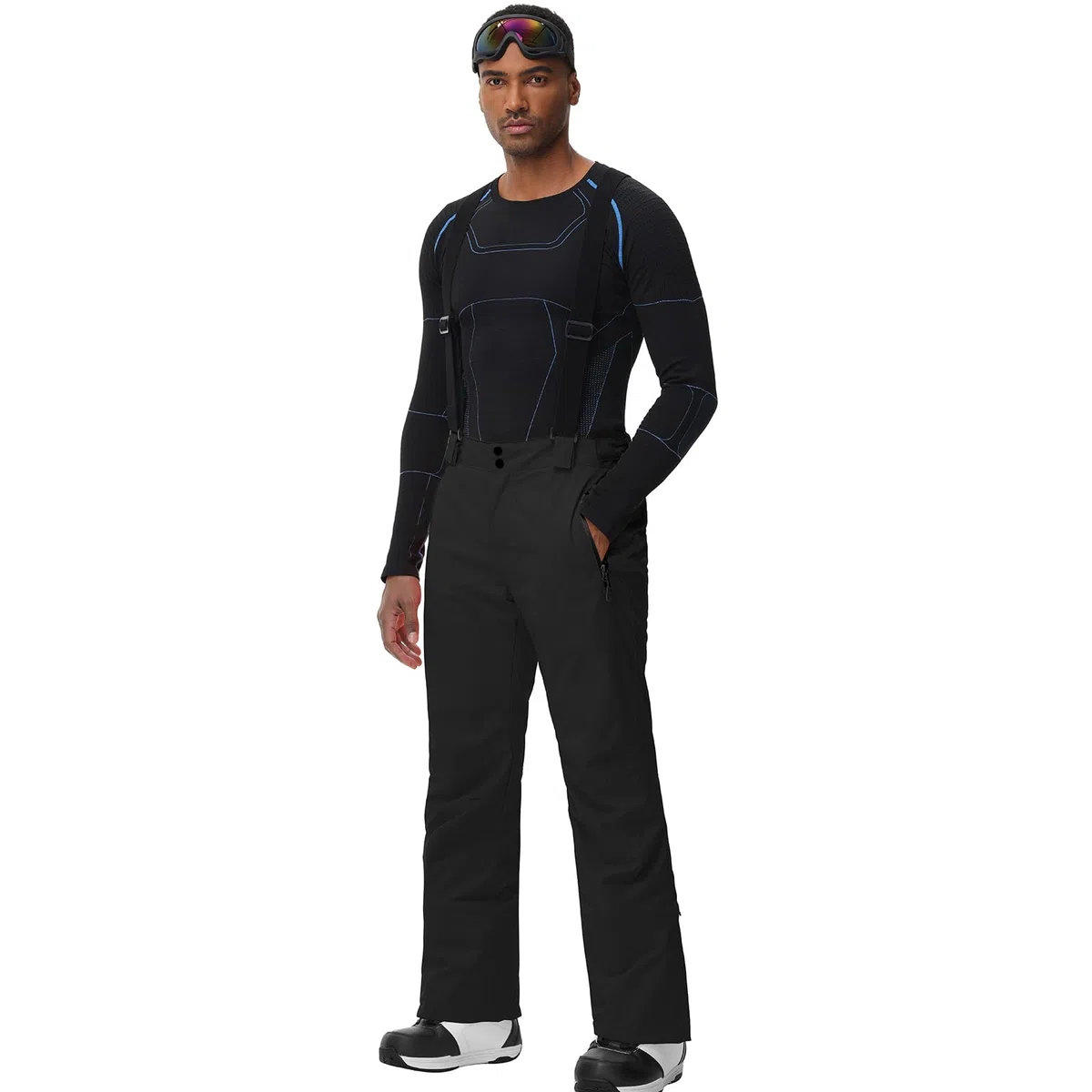 ALSOGO Herren Skihose wasserdichte Winddichte Winter Schneehose Outdoor Snowboardhose mit Abnehmbar Träger