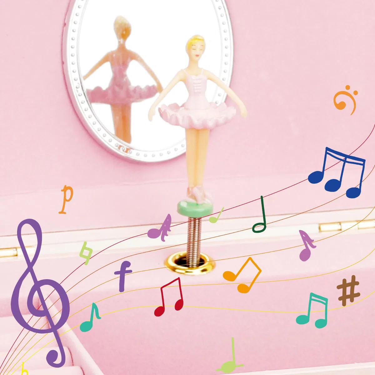 Schmuckkästchen Mädchen, Spieldose mit Ballerinamädchen, Schmuckaufbewahrung Kostenlos für Halskette Armband Ohrclip Ring, Mit Spiegel Schubladen Musik Schmuckbox, Kindergeburtstagsgeschenk Set 3-10