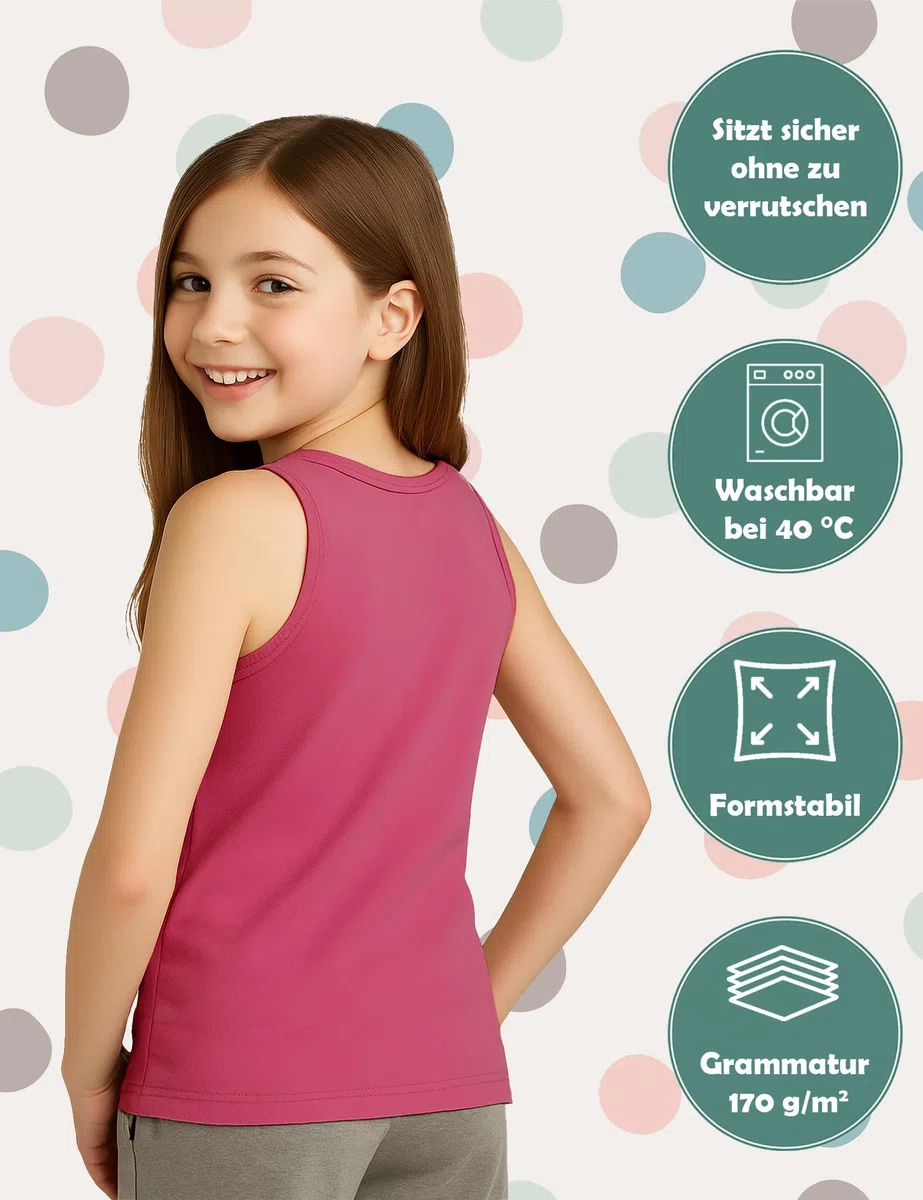 ALPIDEX Mädchen Unterhemd 5er Set 100% Baumwolle Basic Tank Top Trägertop Bequeme Achselhemden Ärmellose Kinder Unterhemden
