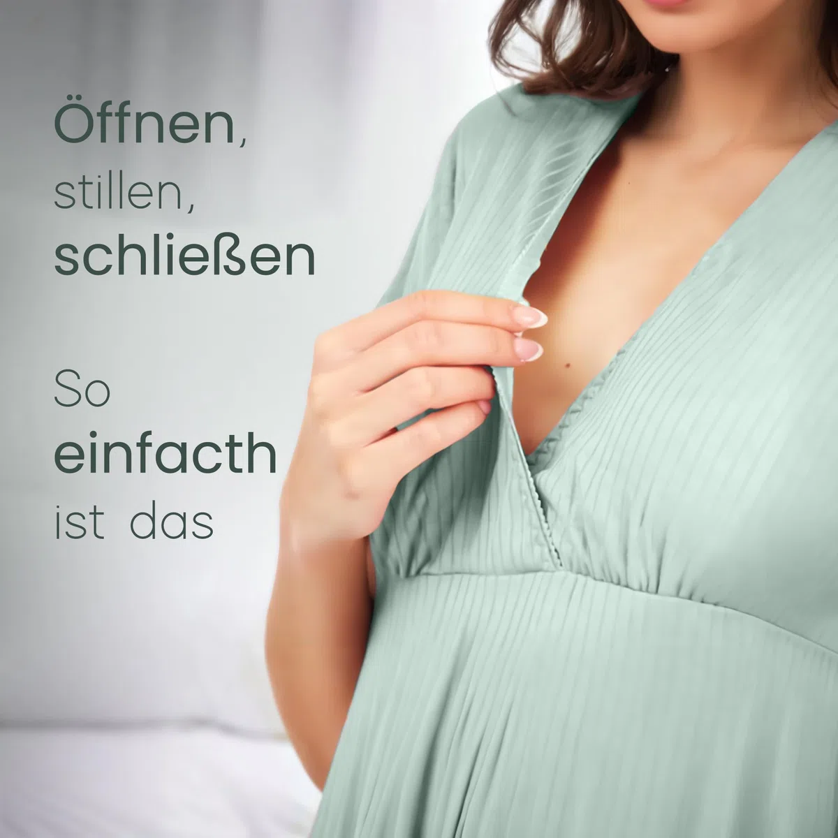 Stillnachthemd, Geburtskleid, geburtshemd, 3 in 1 Stillen, Krankenhaus und Schwangerschaft, Weich und Atmungsaktiv