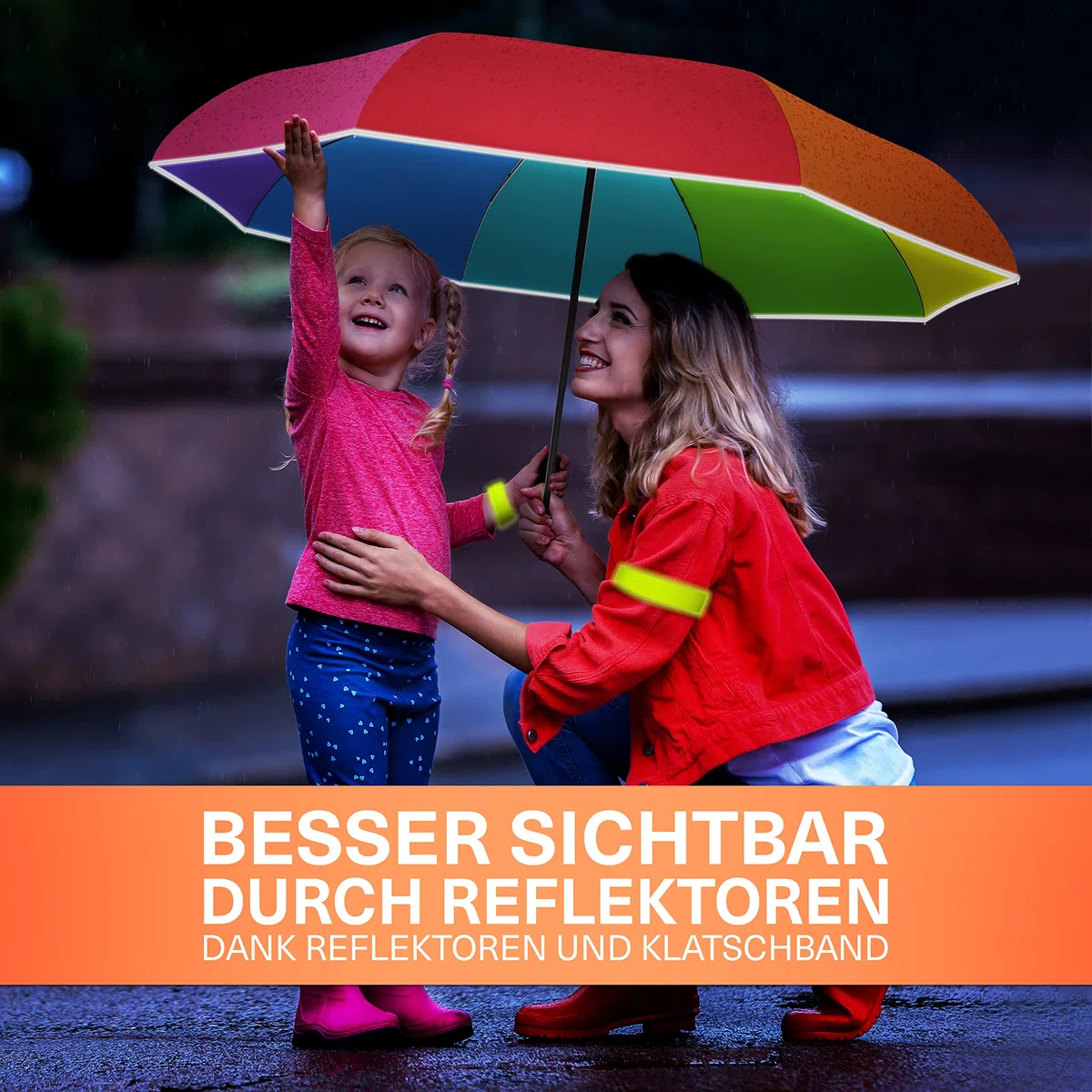 STYNGARD Regenschirm Kinder mit Sicherheitsreflektoren und Reflektorband - Kinder Regenschirm Mädchen & Junge - Kinderschirm - Schirm für Schulranzen Modell STOCKHOLM