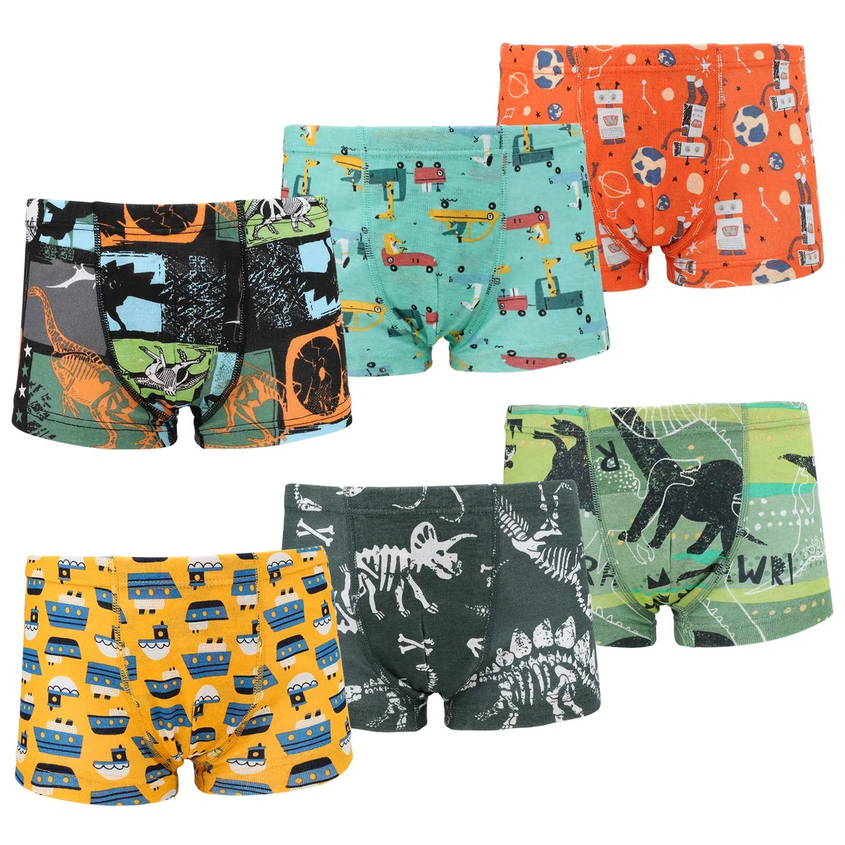 FLYISH DIRECT Boxershorts für Jungen Baumwolle Unterhosen Jungen 6er-Pack, Weich und Bequem，6-7 Jahre（130/6-7T）