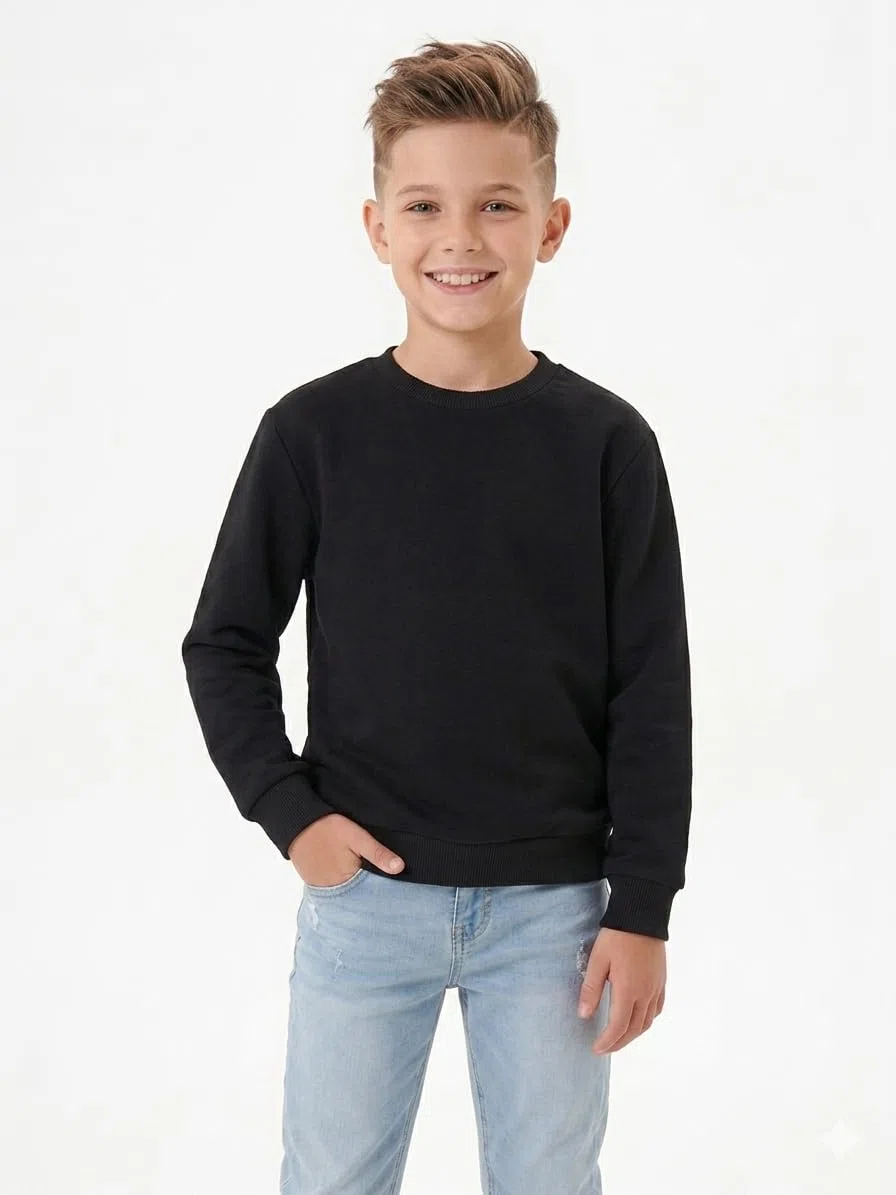 Kinder Pullover aus 100% Baumwolle – Weich & Hautfreundlich, Langarm, Rundhalsausschnitt, Bequem für Jungen & Mädchen, Schule & Freizeit, Größen 128–170