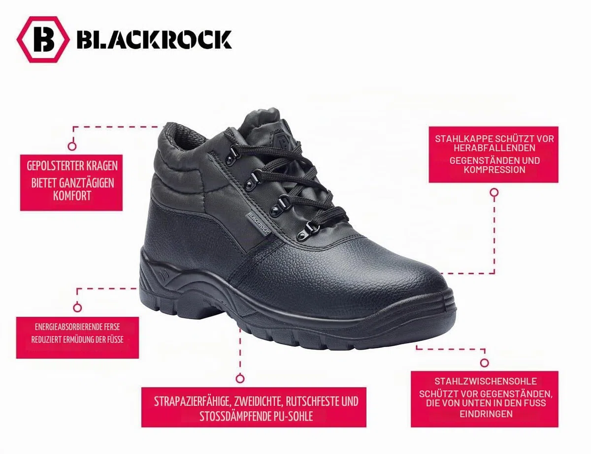 Blackrock Chukka Sicherheitsschuhe Herren S3 Sicherheitsstiefel, Arbeitsschuhe Herren S3 leicht Sicherheitsschuhe Damen Arbeits- & Berufsschuhe Leichtgewicht, Leder, Rutschfest, Vor Ort