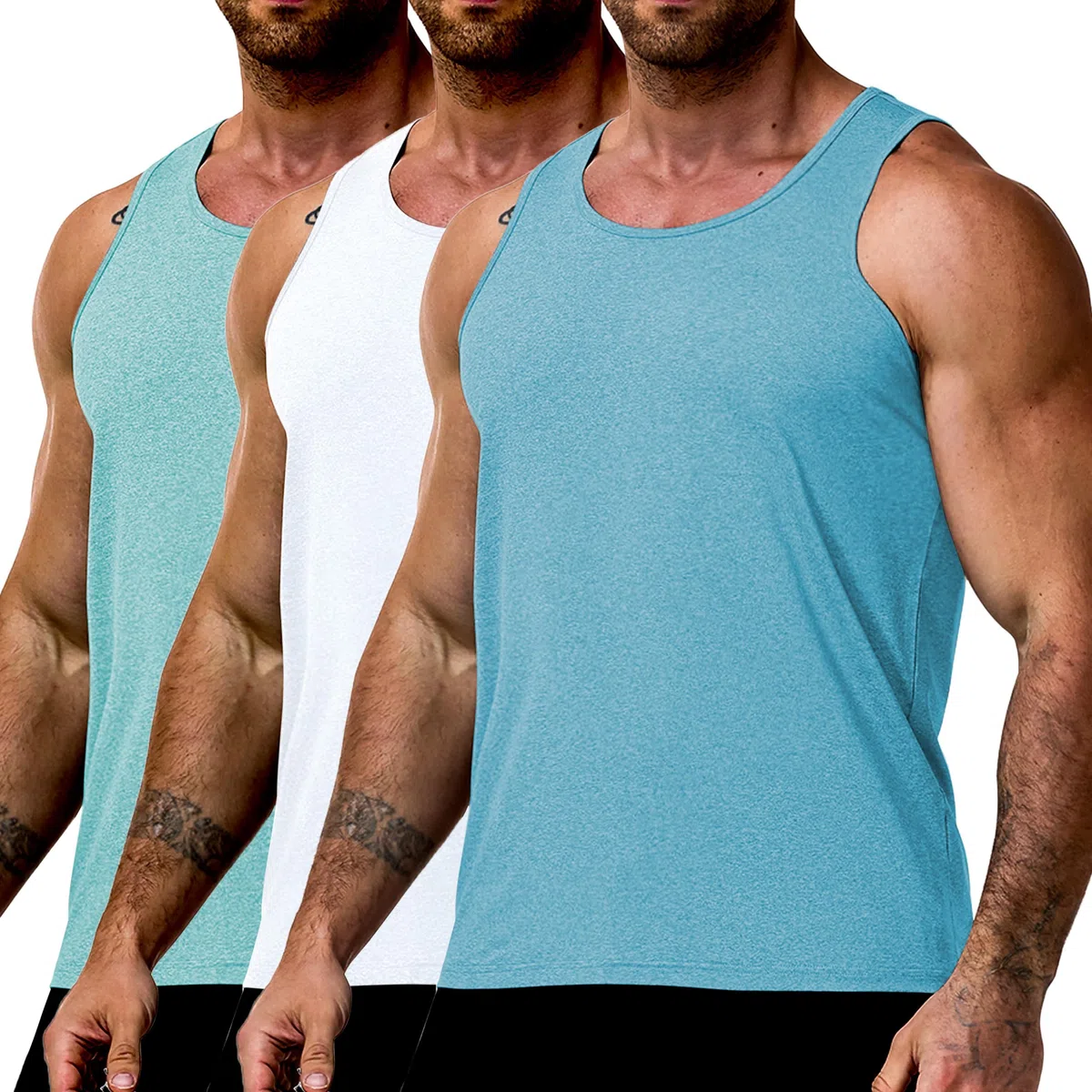 Hioutdoor 3er Pack Muskelshirts Herren Fitness Tank Top Ärmelloses Shirt Muscle Workout Quick Dry Atmungsaktive Schnelltrocknend Gym Laufshirt Sommer Sleeveless Sportshirt