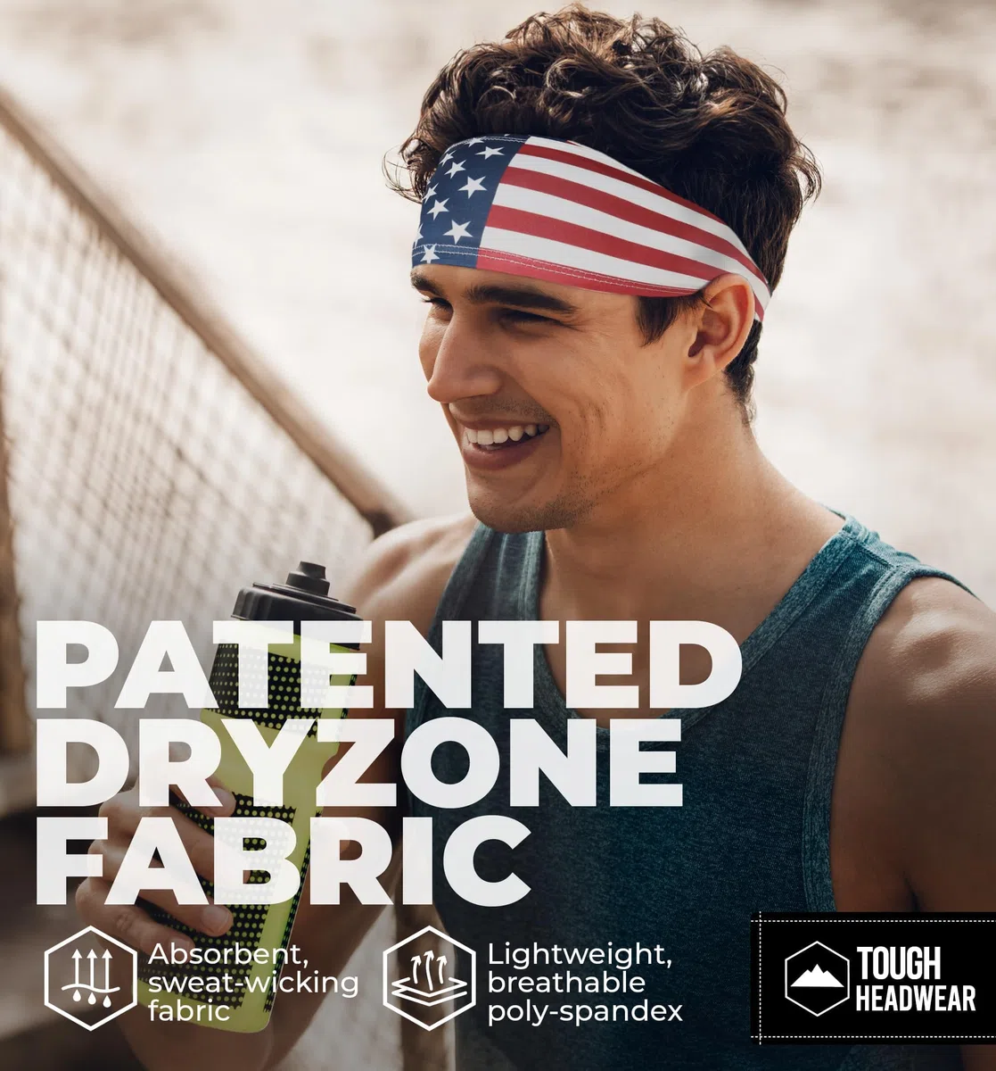 Tough Headwear Schweißbänder für Herren – Sport-Stirnbänder für Herren/Damen – Grau, Einheitsgröße – für Sportteilnehmer – Tennis, Fußball, Radfahren, Crossfit, Baseball, Basketball, Laufen