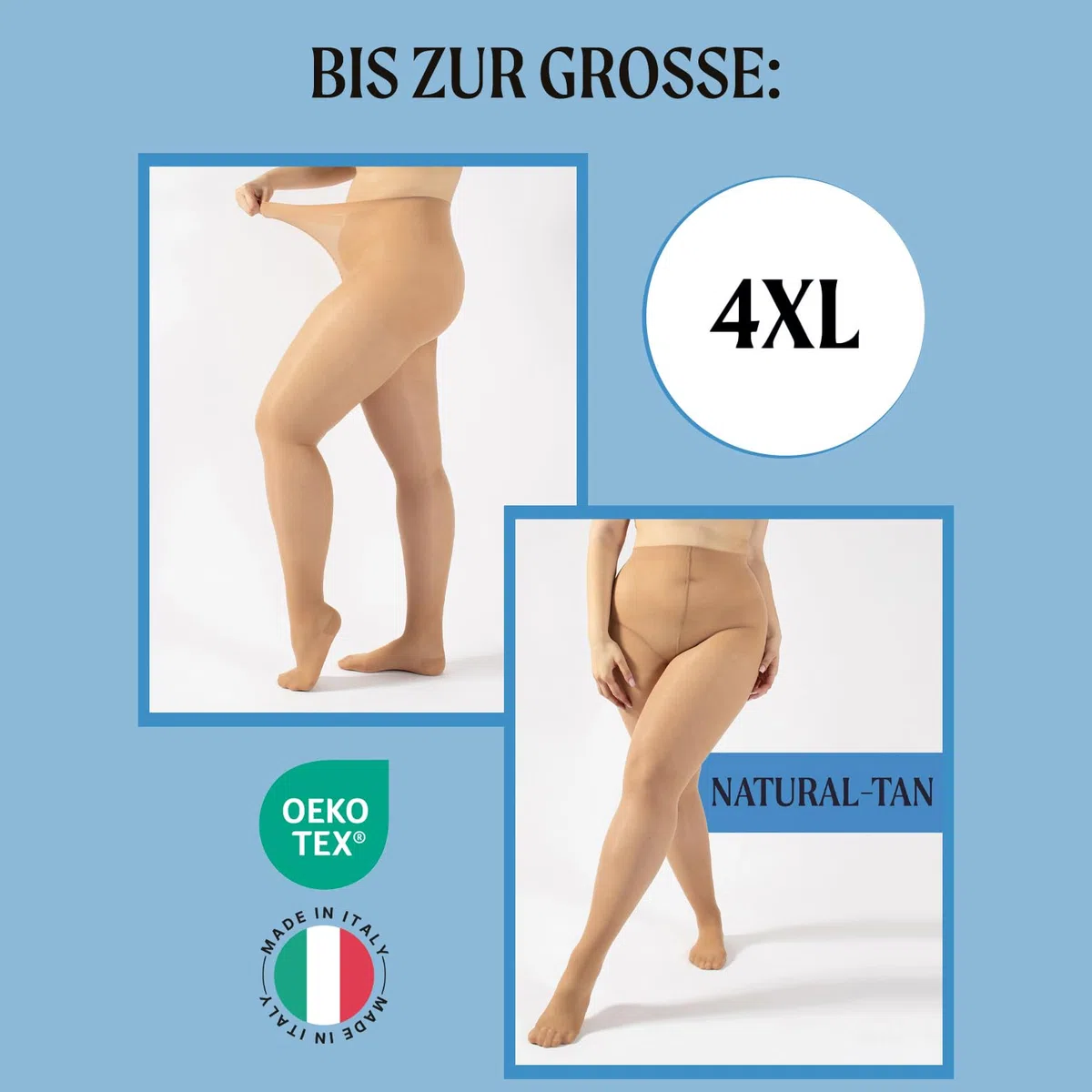 CALZITALY Stützstrumpfhose mit starker Kompression 10 mm/Hg, Feine Kompressionsstrumpfhosen Damen, S, M, L, XL, XXL, 3XL, 4XL, 70 DEN, Made in Italy