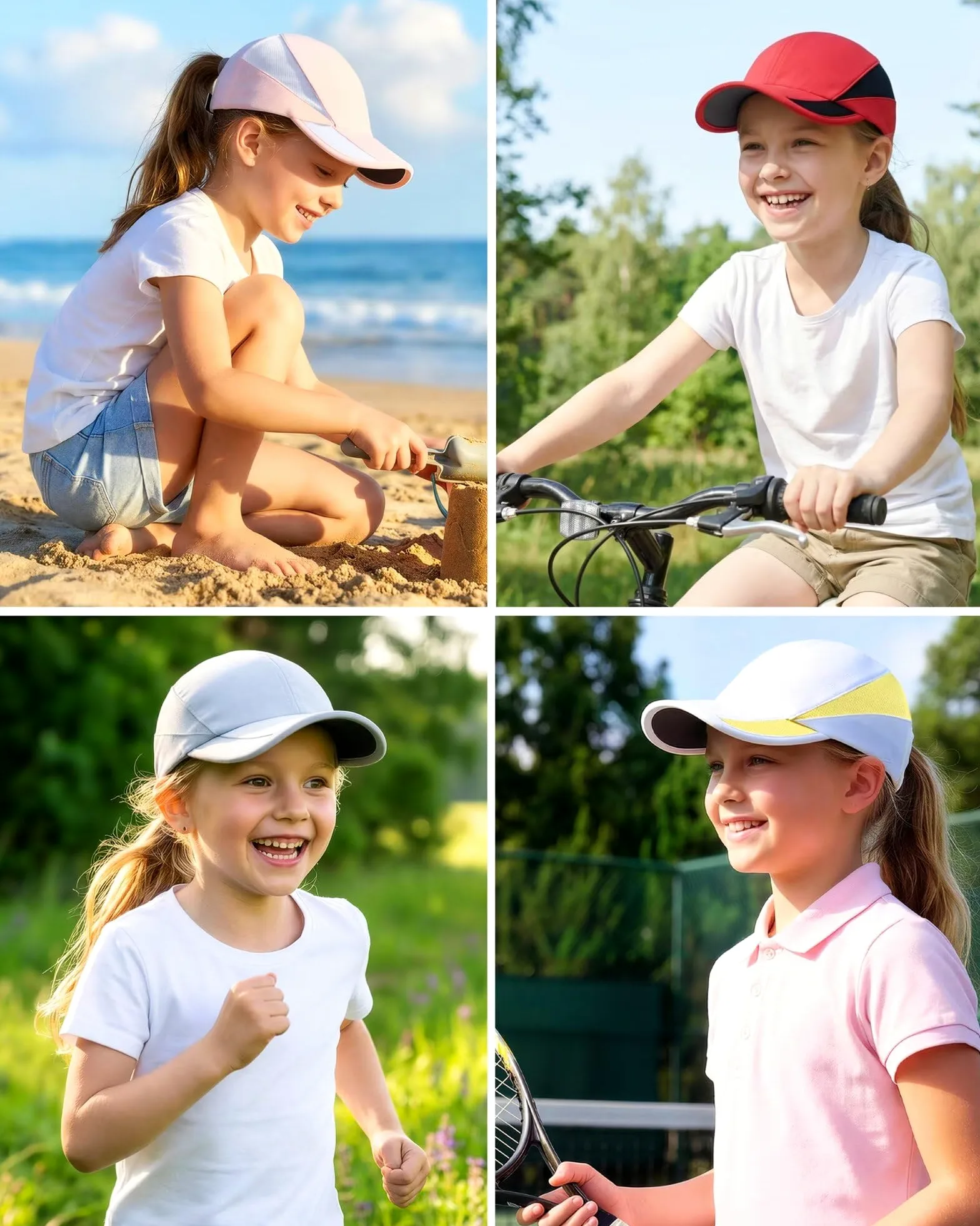 GADIEMKENSD Mädchen Baseball Cap mit Pferdeschwanz und atmungsaktives Mesh, kühlende Sommermütze, UPF 50+ Sonnenhut für Kinder, Mädchenkappe für den Sommer im Freien und in Innenräumen