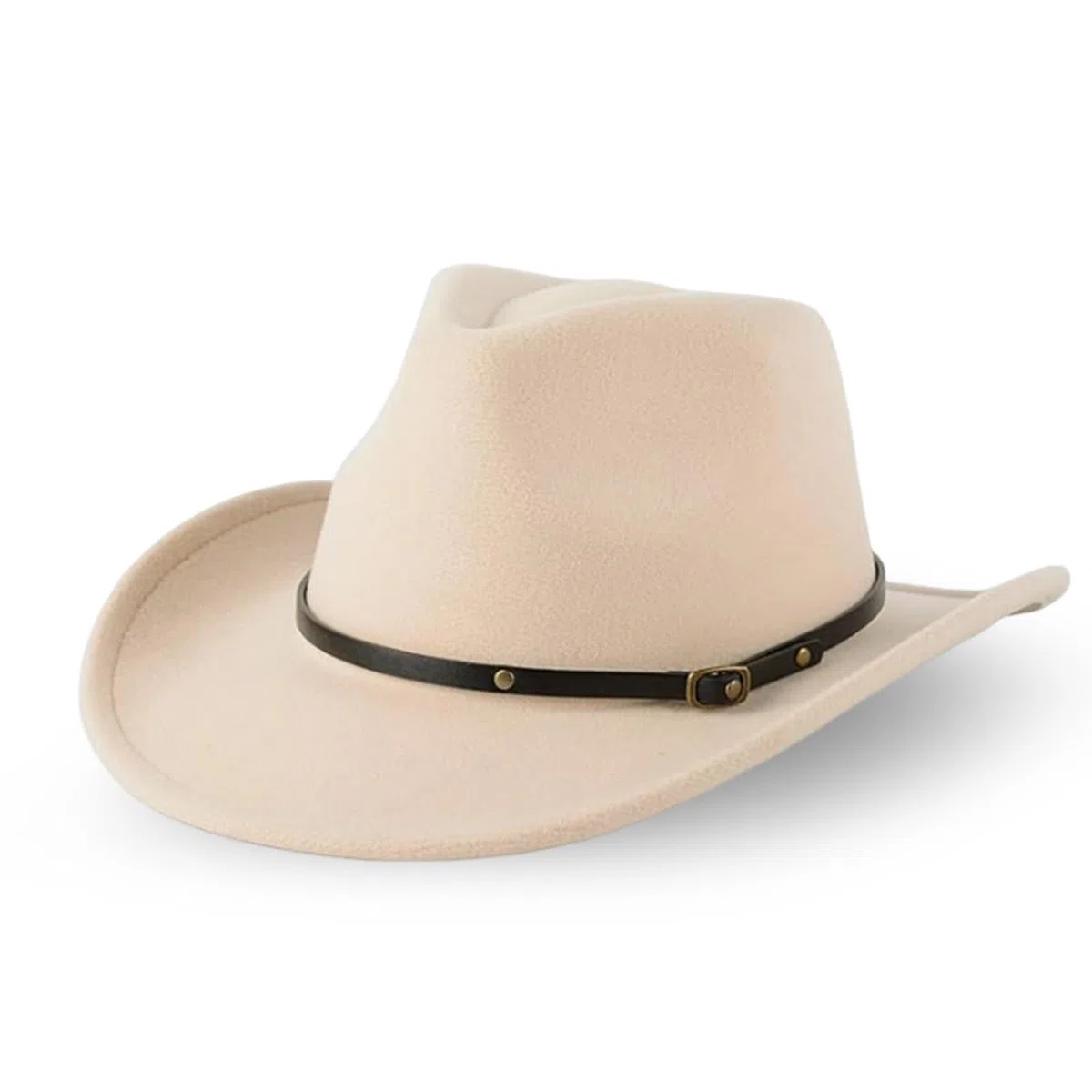Western-Cowboyhut für Herren und Damen, klassischer Western-Fedora-Hut aus Filz, breite Krempe, perfekt für Cowboyhut, Kostüm und Outdoor-Aktivitäten (gebrochenes Weiß)