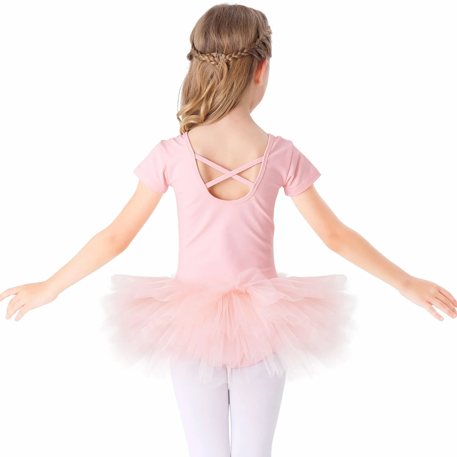 Bezioner Kinder Ballettkleidung Tütü Ballettkleid Mädchen Baumwolle Balletttrikot Kurzarm Ballettanzug Tanzbody mit Rock