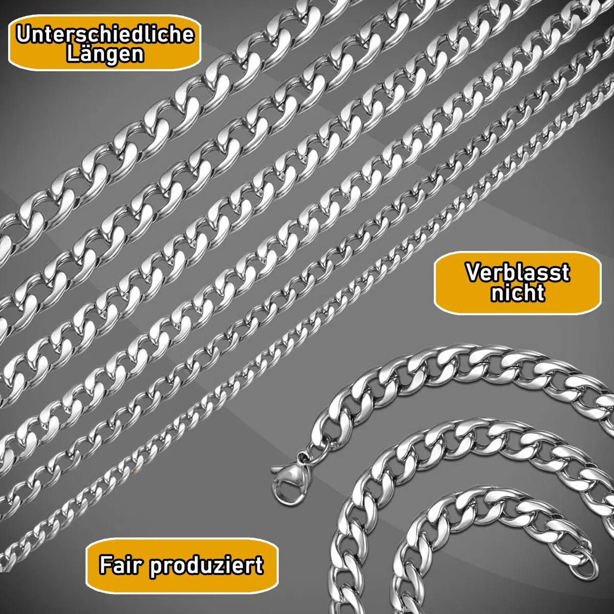 DonDon Herren Halskette Panzerkette Edelstahl