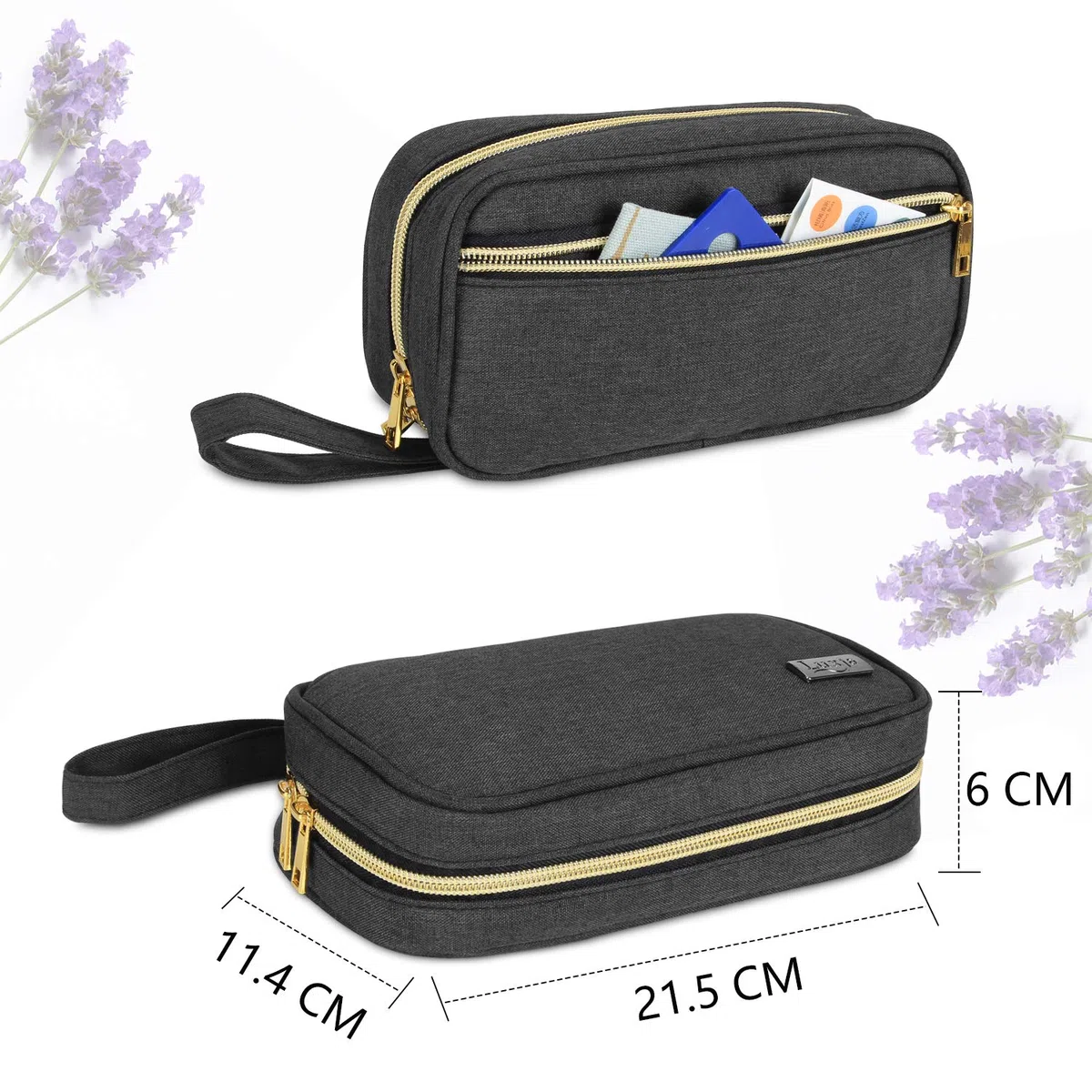 Luxja Ätherische Öle Aufbewahrung - Hält 12 Flaschen (5ml-15ml, Auch für Rollerflaschen), Öl Tasche für Zubehör, Schwarz