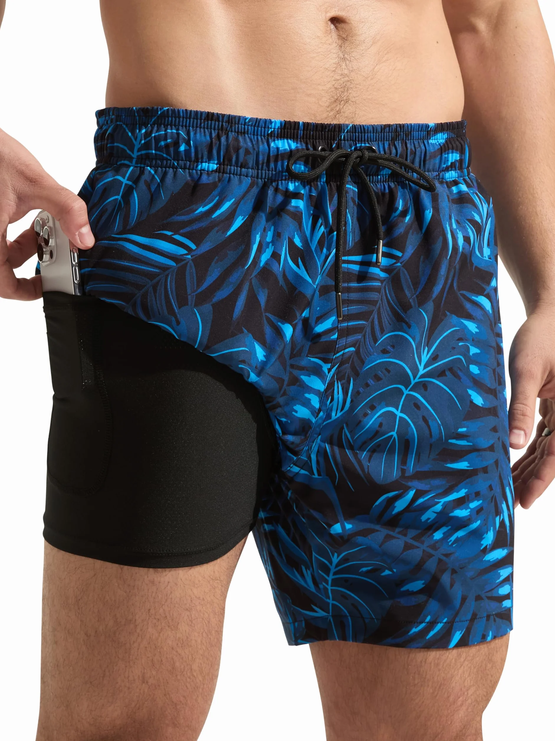 Arcweg Badehose Herren 2 in 1 Badeshorts Männer mit Kompressions Liner Schnelltrocknende Atmungsaktive mit Reißverschlusstaschen Boardshorts Schwimmhose für Strand, Sport & Freizeit