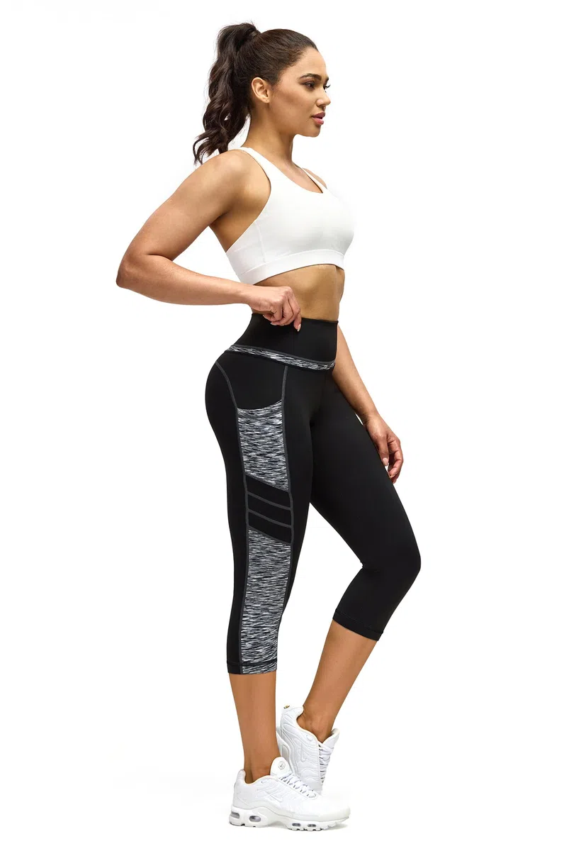 Sporthose Damen 3/4 mit Tasche,Blickdicht Leggings Damen Jogginghose Damen Fitnesshose