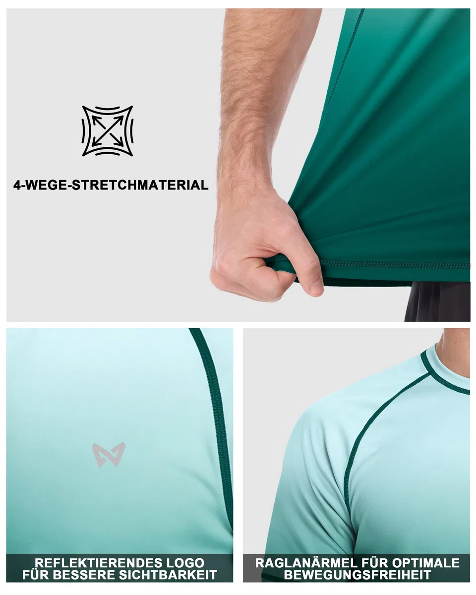 Herren Kurzarm UV-Shirt, UPF 50+ Sonnenschutz Schwimmshirt, Schnelltrocknend & Atmungsaktiv, Rashguard für Surfen, Schwimmen & Strand