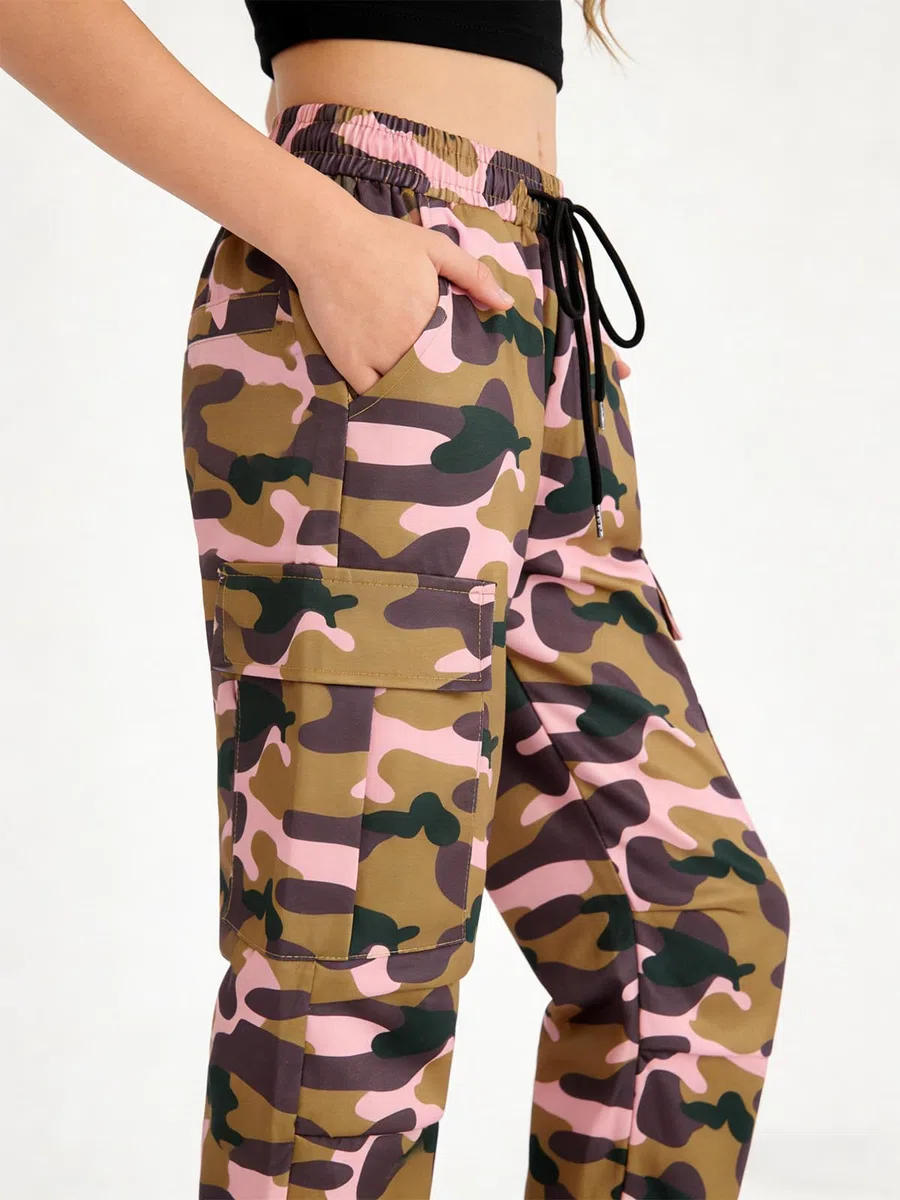 JiAmy Mädchen Cargo Hose, Elastische Taille Baggy Fallschirm Hose Multi Taschen Tanz Jogger Y2k Kinder Hosen für 5-14 Jahre