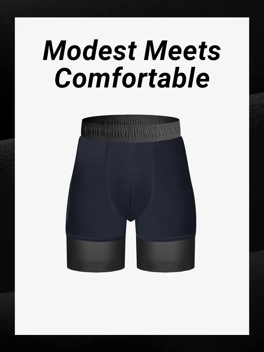 Arcweg Badehose Herren Lang 2 in 1 Badeshorts mit Kompression Liner – Schnelltrocknend, Atmungsaktiv, mit Reißverschlusstaschen und Verstellbarem Tunnelzug für Schwimmen, Surfen