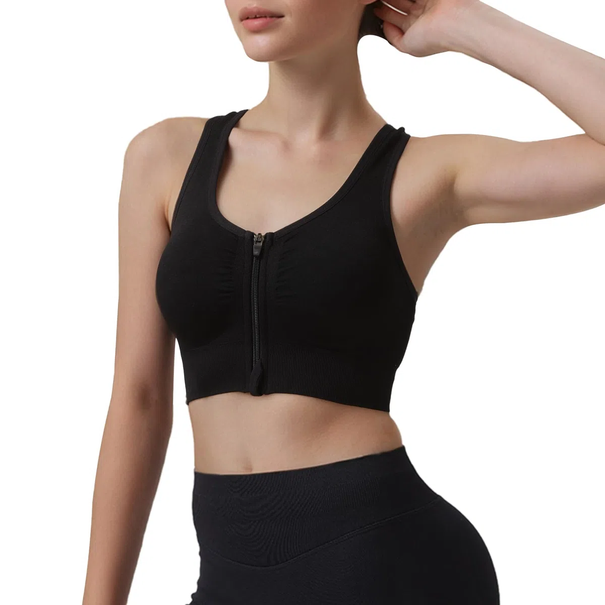 Damen Sport-BH mittlerer Halt Vorderverschluss mit Ringerrücken herausnehmbaren Polstern und Doppelhaken für Yoga Lauf Joggen Reiten und Fitness