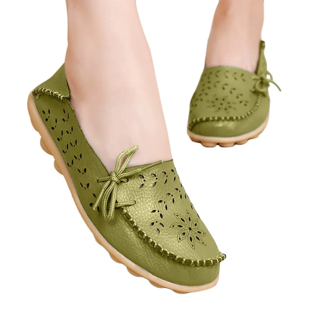 ORANDESIGNE Damen Segelschuhe Bootsschuhe Loafers Slipper Freizeit Schuhe Barfußschuh Weichen Leder Flache Schuhe Bequeme Fahr Schuhe Casual Slip On Atmungsaktiv Wanderschuhe