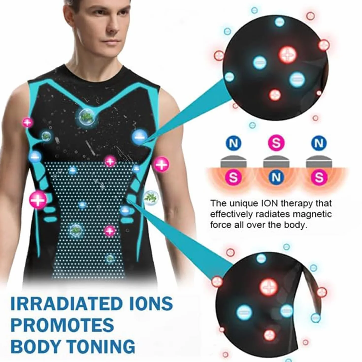 Vita-boost Kompressions-Shirt, ionische formende ärmellose Weste, menionische Turmalin-Haltungskorrektur-Weste, ärmellose Kompressionsshirts für Herren
