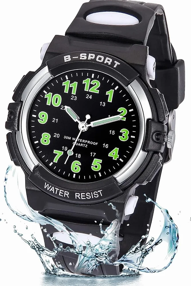 Kinderuhr Jungen Mädchen,Armbanduhr Jungen Analog,Armbanduhr Kinder,Analog Quartz Uhr mit Kinderuhr Kautschuk Wasserdicht Outdoor Sports Uhren