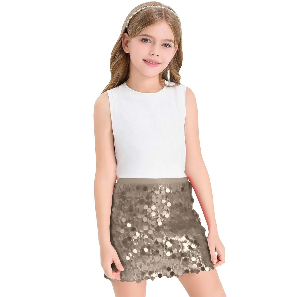 glitzerrock Kind Glitzerrock Mädchen Pailletten Rock Elastischer Bund Funkelnde Glitzer Plissee Skorts mit Futter für Kinder Tanz Prinzessinnen Rock mädchen 134
