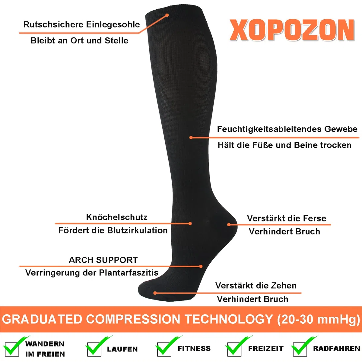 3 Paar Sport Kompressionsstrümpfe Damen und Herren Kompressionssocken Stützstrümpfe Hochwertige Stützstrümpfe für Laufen Sport Reise Radsport für Steigerung der Leistung Ausdauer Durchblutung (XXL)