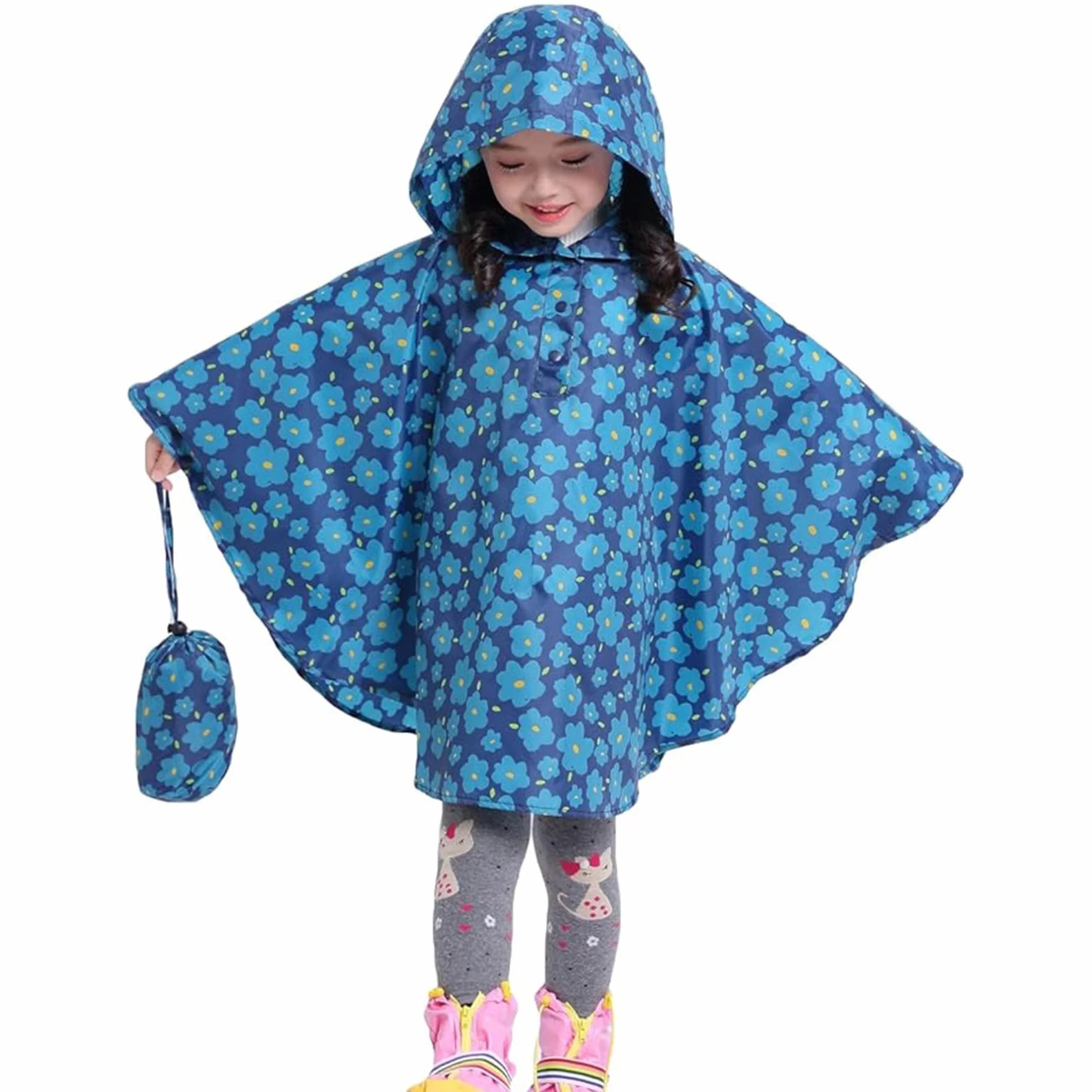 Kinder Regencape, Regenmantel Regenponcho Regenjacke mit Kapuze Wasserdicht Regencape für Jungen Mädchen 1-12 Jahre alt