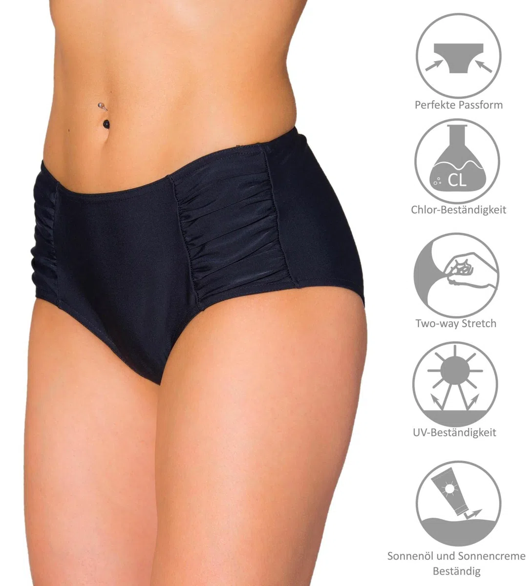 Aquarti Damen Bikinihose Hotpants mit seitlichen Raffungen