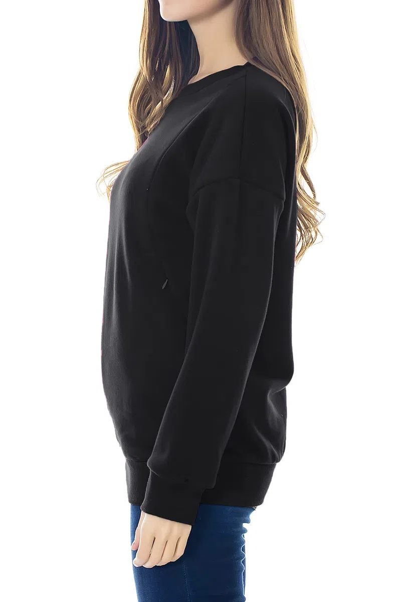 Smallshow Pflege Sweatshirt Langarm T-Shirt Bluse Stillen Pullover Tops Stillshirt Black L