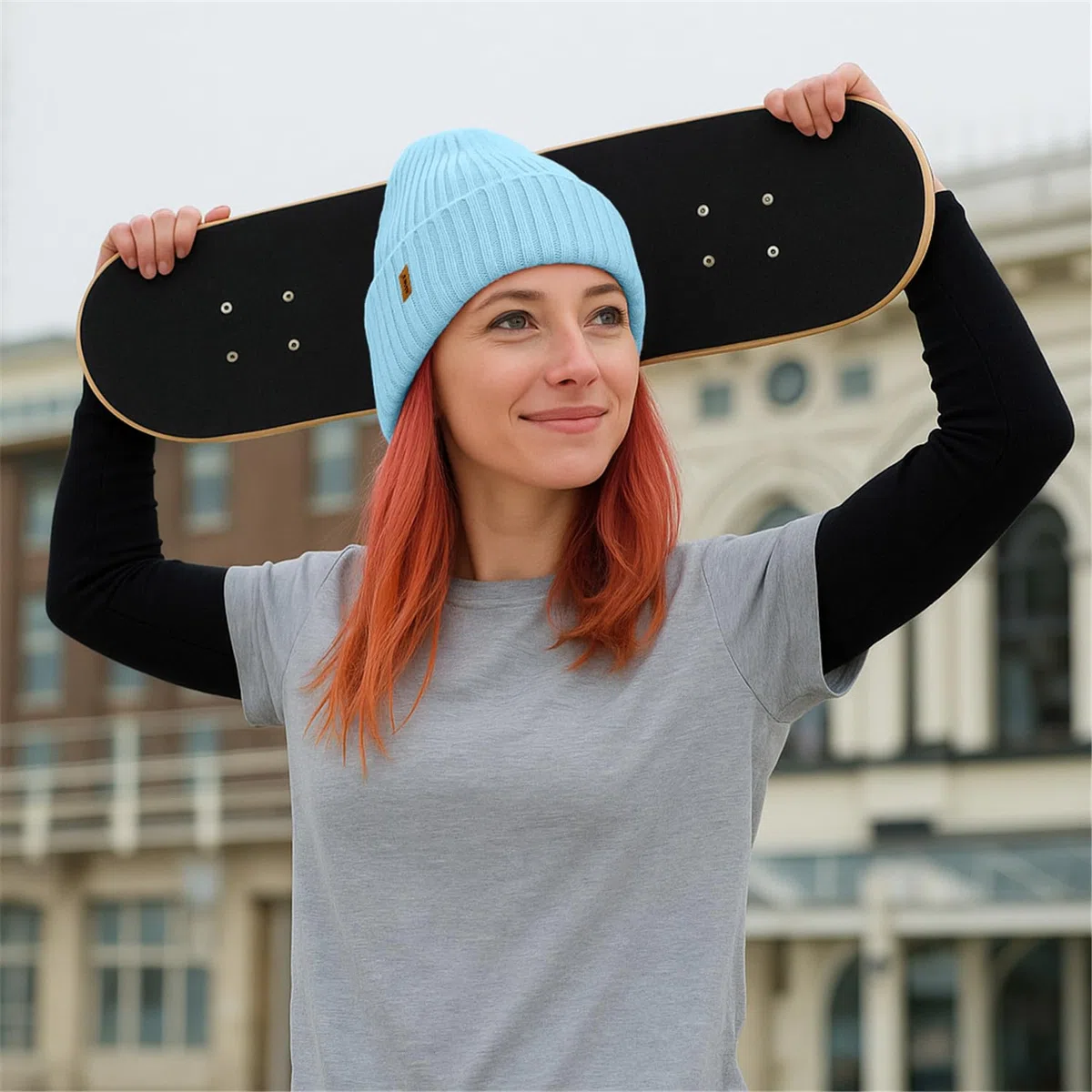 ATNKE Strick Beanie Mütze für Herren und Damen, Winter Weiche Bündchen Wollig Dehnbar Dick Warm Fleece Gefüttert Totenkopf Mütze Alltags Geschenke