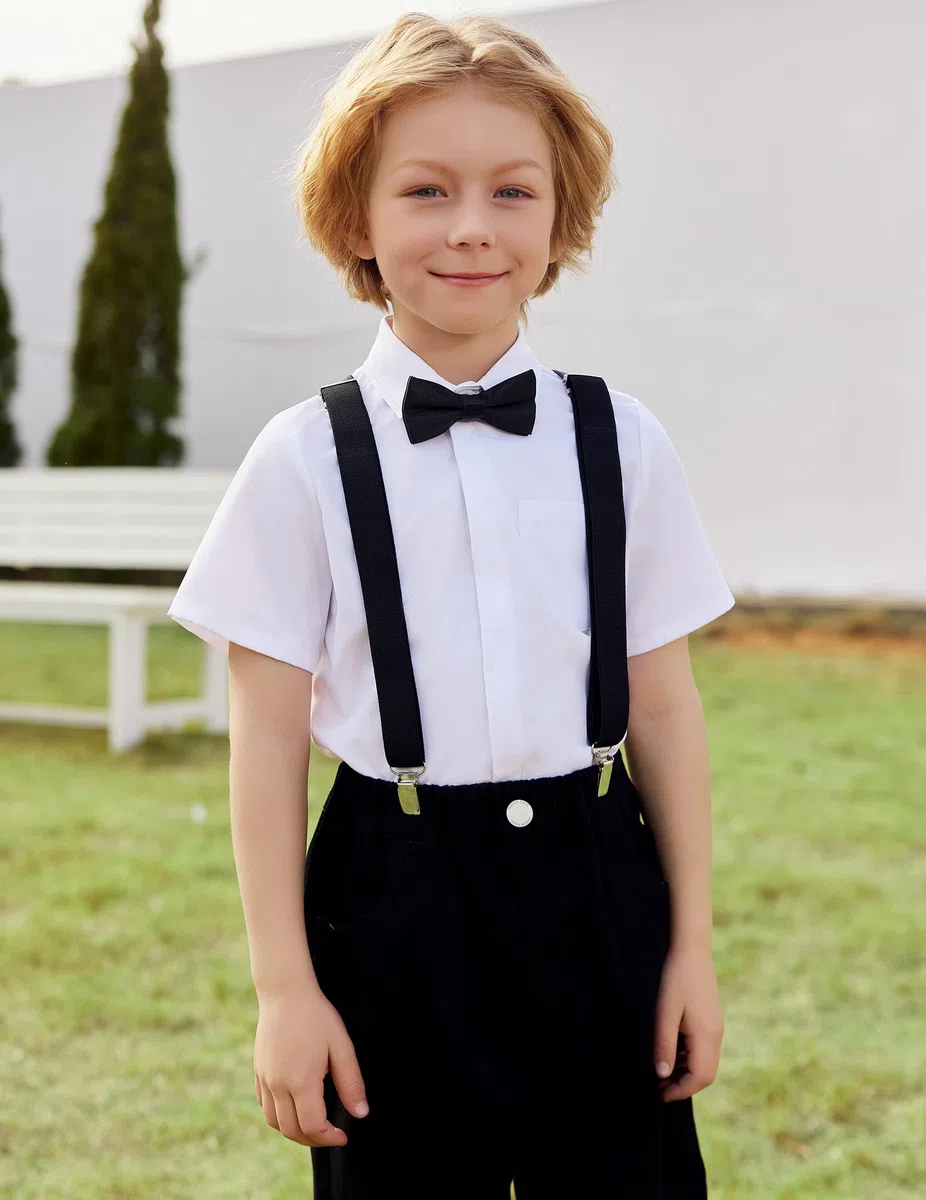 Arshiner Jungen Hemd Sommer Knopfleiste Shirt Kurzarm Kinderhemd Einfarbig Formale Schuluniform Kinder Freizeithemd Mode Oberteil mit Brusttasche 5-12 Jahre