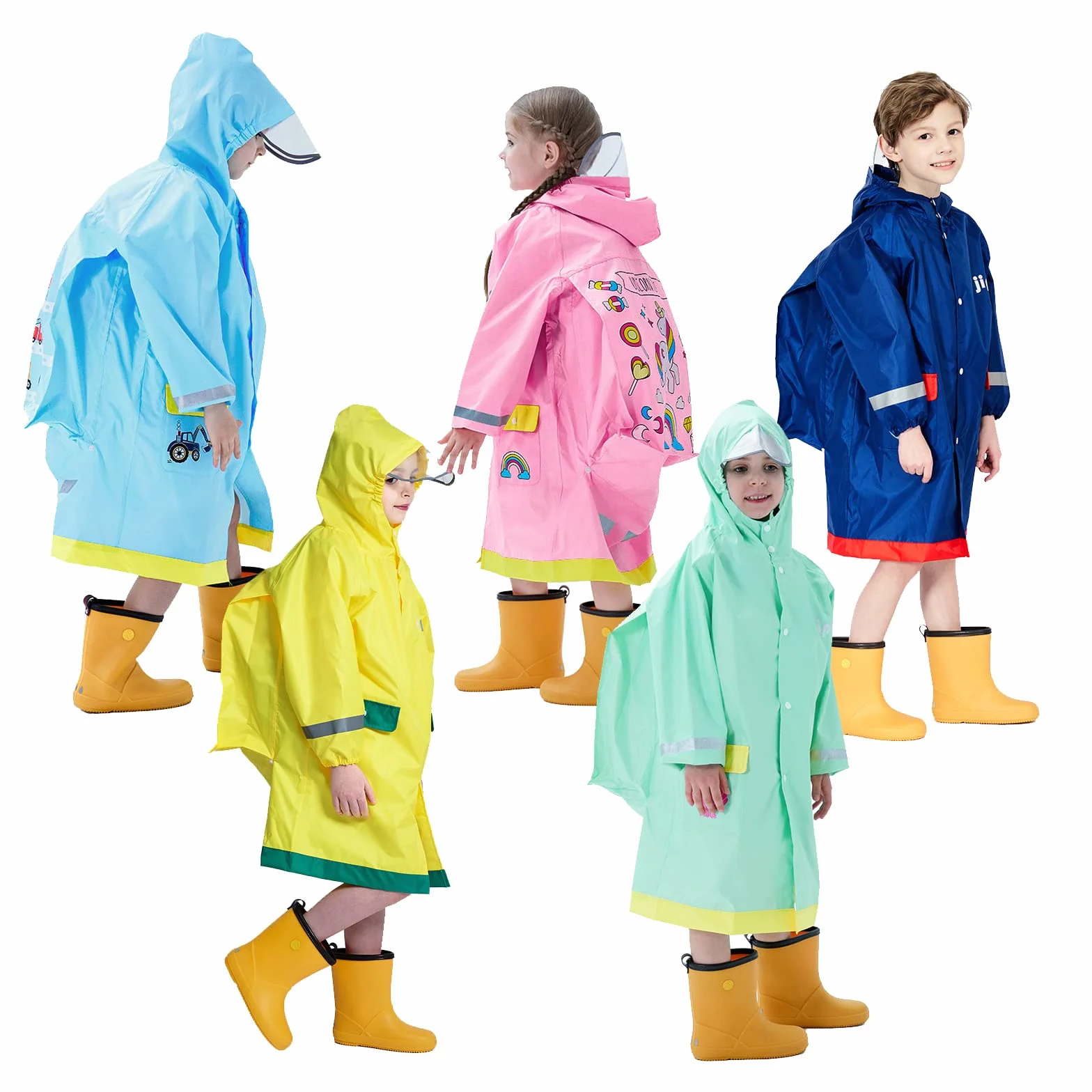 Kinder Regenmantel Mädchen Jungen Regenponcho Regenanzug Regenjacken Atmungsaktiv Wasserdicht Einteilig Leicht Outdoor Overall Regen Softshelljacke Sport Schulaktivität Unisex 3-12 Jahre