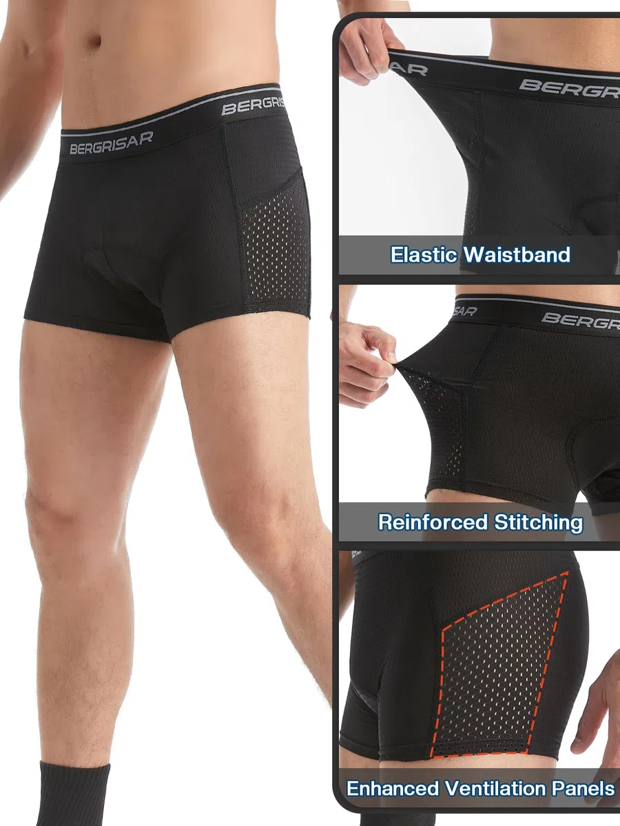 BERGRISAR Fahrradunterhose Radunterhose für Herren 4D Gepolstert Fahrradhose Fahrrad Rennrad Unterwäsche