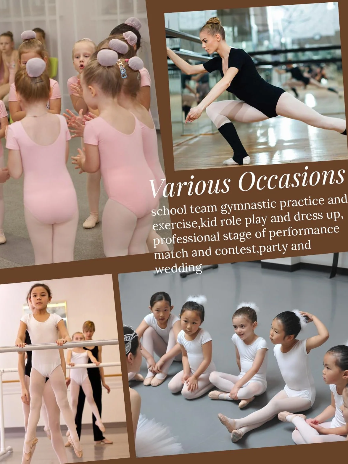 Ballettkleidung Mädchen-Damen, Turnanzug Kurzarm Baumwolle Gr-100-170 Ballett Trikot Gymnastikanzug Tanzbody