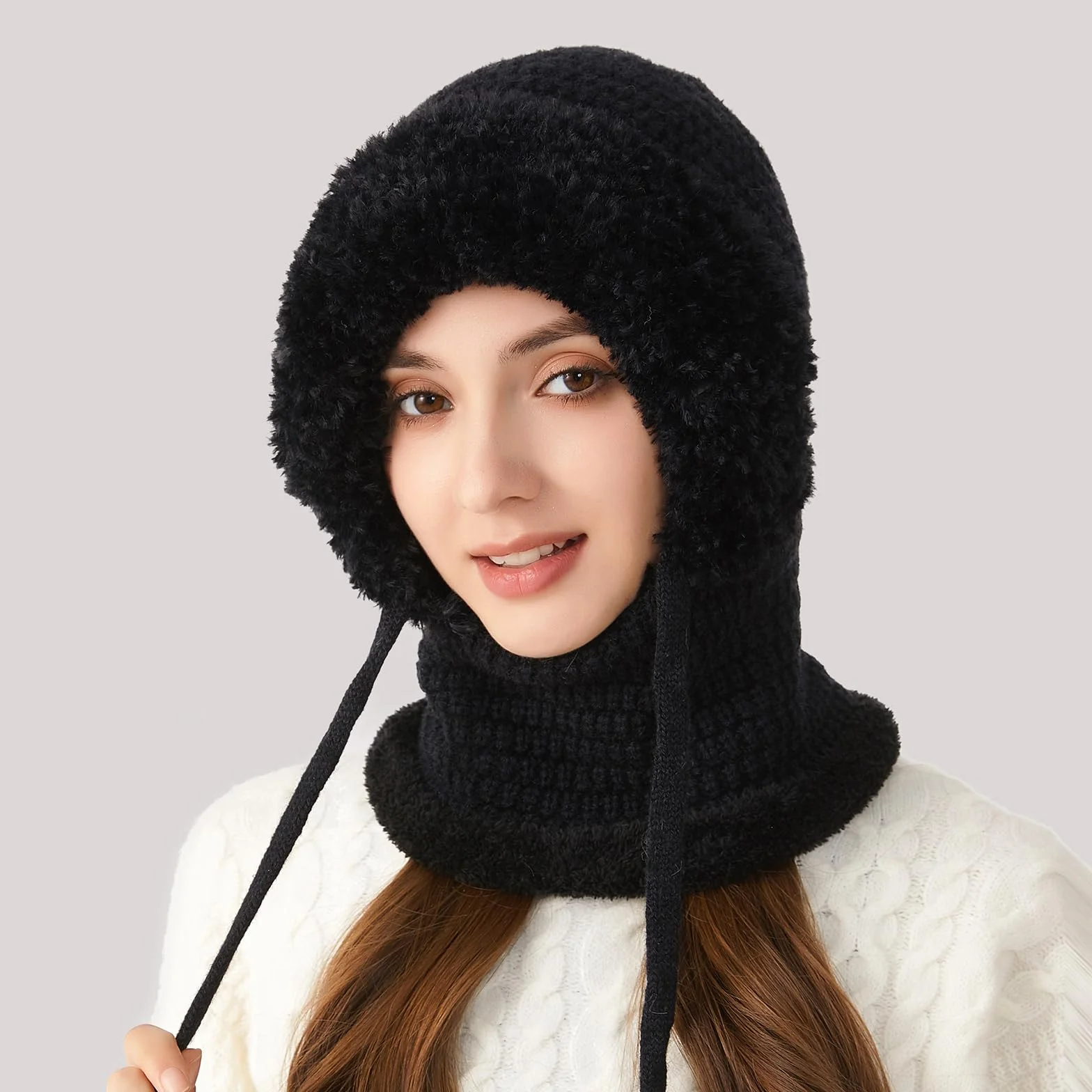 TAGVO Winter Warm Sturmhaube Damen Winddicht Balaclava Mütze Skimaske 3 in 1 Thermo-Fleece-Haube Schal Gesichtsschutz für Outdoor Radfahren, Snowboarden, Skifahren, Motorradfahren