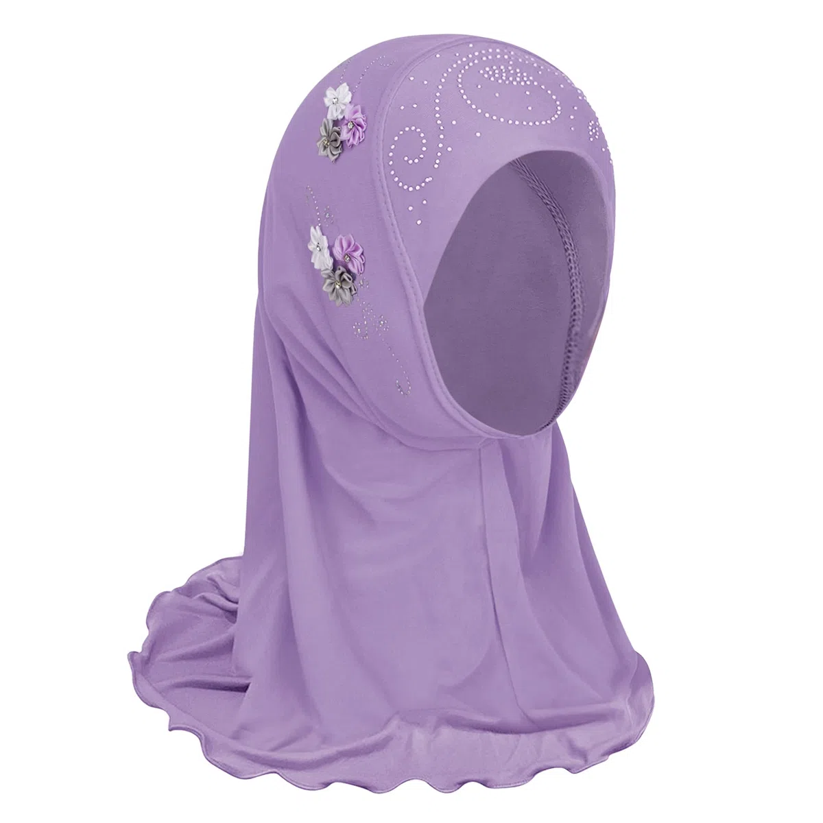 Mädchen Muslimischer Hijab Kinder Kopftuch Halstücher für Mädchen Turban Hut mit Blumen Islamischer Gebetshut Dubai Arabischer Schal Anmut Kopfbedeckung Bandana für 2-7 Jahre alt