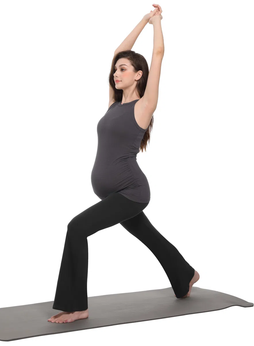 Schwangerschafts Leggings Damen Umstands-Schlaghosen-Leggings Mutterschaft Yoga Hosen Blickdicht Stretchy Bootcut über dem Bauch Umstandshosen Hose für Arbeit Lounge Sporthose
