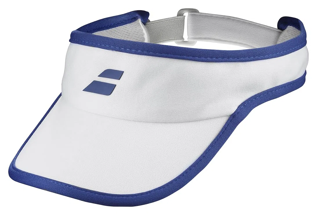 Babolat, Sportvisier Modell UV-Schutz, Farbe Weiß, Leichtes und Bequemes Material, Schnelltrocknend, Verstellbar und Anpassbar hinten, Schützt Augen und Gesicht vor der Sonne.