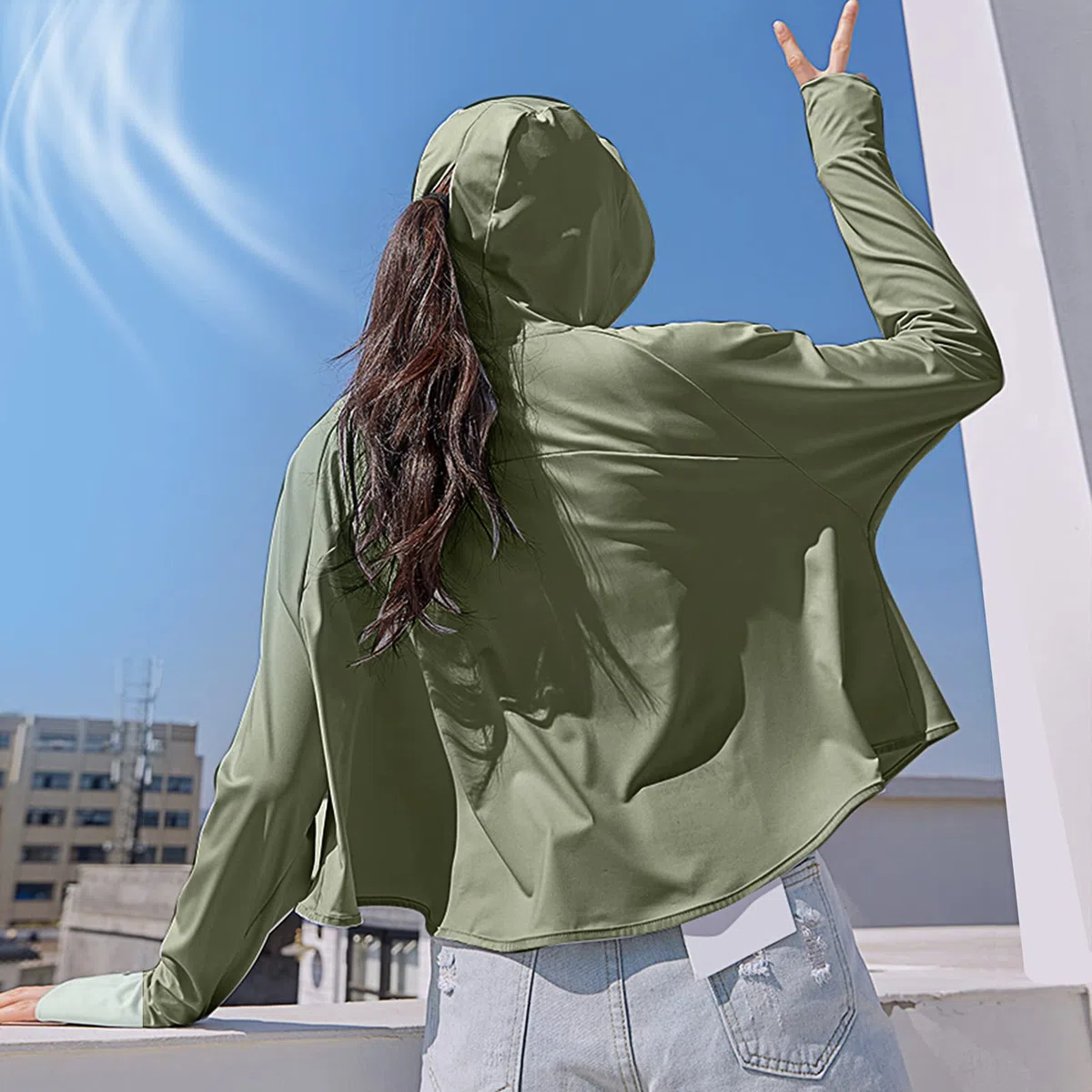 Hercicy 2 Stück kühlende UV-Schutz-Kleidung, Sonnenschutz, Kapuzenjacke, durchgehender Reißverschluss, Sonnenblock, Kleidung für Damen, passend für Größen S-XL