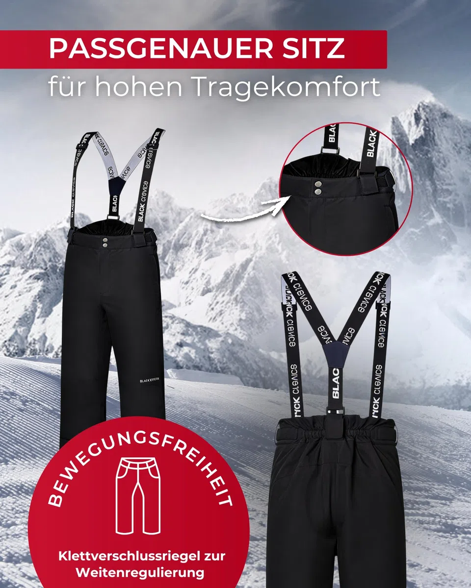 Black Crevice Herren Skihose mit Hosenträgern atmungsaktiv wind- und wasserdicht