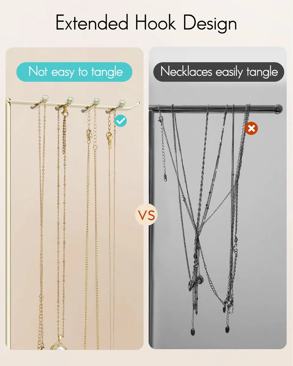VLANDO Schmuck Organizer 4 Etagen Schmuckständer Gold mit Kunstleder Armbandhalter - Schmuckaufbewahrung Display für Halsketten, Uhren, Ringe, Ohrringe, Armbänder, Armreifen, Sonnenbrillen