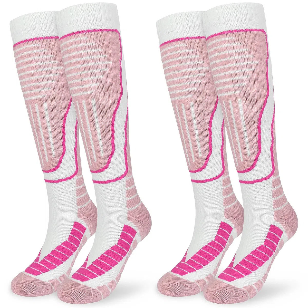 KOOOGEAR 2 Paar Damen Skisocken aus Merinowolle,kniehohe Thermosocken für Damen,dicke,warme Sport-Wollsocken für den Winter zum Snowboarden,Skifahren,Radfahren,Wandern