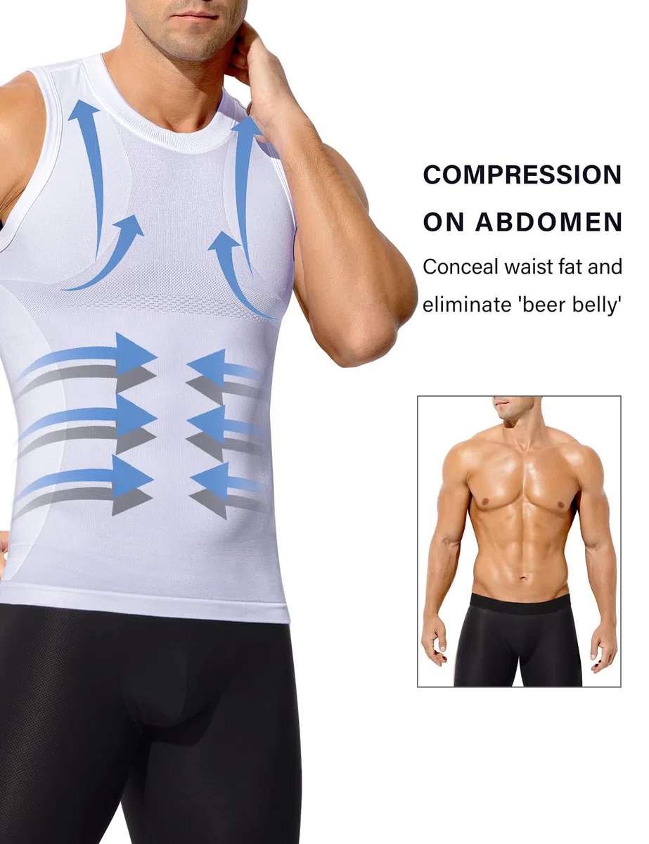 Arjen Kroos Shapewear Herren Kompressionsshirt Figurformend Bauchweg Shirt Shape Elastische Unterhemd Body Shaper Tank Top