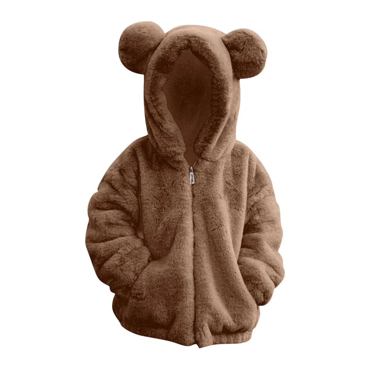 Kinder Mädchen Flauschige Fleecejacke mit Reißverschluss Süßer Teddymantel Weiche Bärenohren Kapuzenpullover Sweatshirt Sherpa Fleecejacke Jungen Wintermantel Langarm Pelzige Oberbekleidung