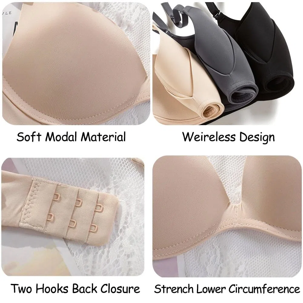 Teenager Mädchen BH Bralette Ohne Bügel Basic Nahtlos Unterwäsche T-Shirt-BHS für 12-18 Jahre Kinder und Damen - 3 Pack