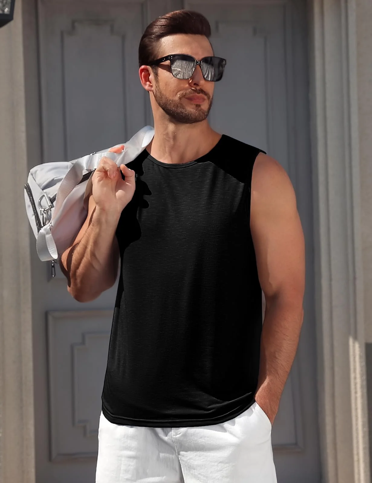 Lonya Tank Top Herren Sommer Ärmelloses Shirt Leicht Freizeit Strand Gym Muskelshirts Sport Tee Tops Fitness Funktionsshirt Unterhemd